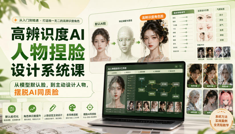 图片[1]_高辨识度AI人物捏脸设计系统课，从模型默认脸，到主动设计人物，摆脱AI同质脸