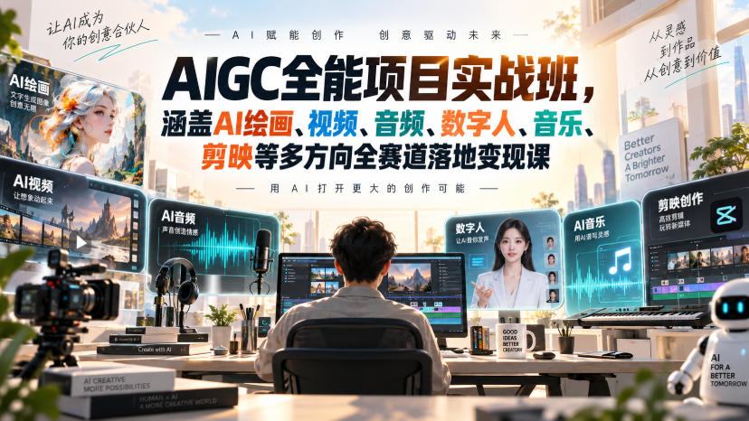 图片[1]_AIGC全能项目实战班，涵盖AI绘画、视频、音频、数字人、音乐、剪映等多方向全赛道落地变现课
