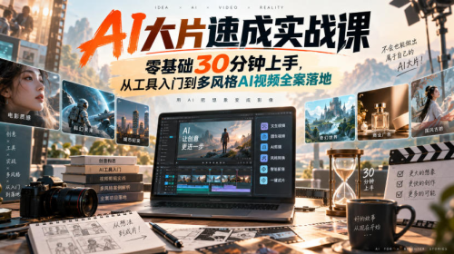 玩转AI神器：30分钟做出你的第一条AI大片，从工具入门到多风格AI视频全案落地?_拾壹资源网
