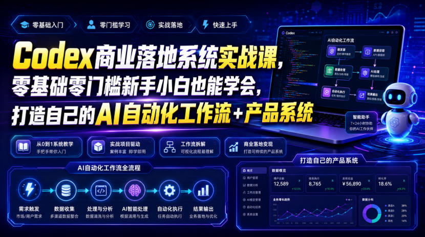 图片[1]_Codex商业落地系统实战课，零基础零门槛新手小白也能学会，打造自己的AI自动化工作流+产品系统