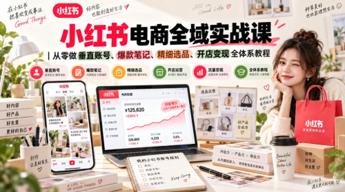 小红书电商全域实战课｜从零做垂直账号、爆款笔记、精细选品、开店变现全体系教程_拾壹资源网