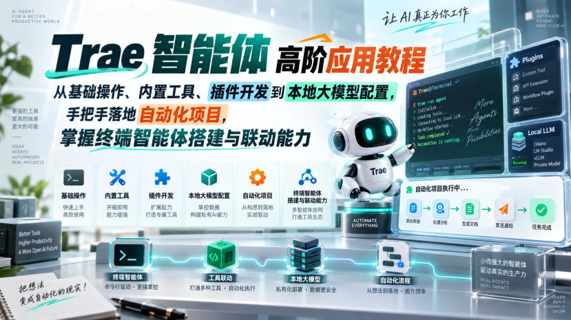 图片[1]_Trae智能体高阶应用教程，从基础操作、内置工具、插件开发到本地大模型配置，手把手落地自动化项目