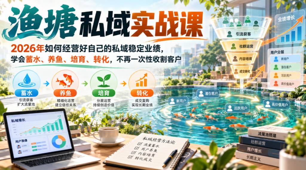 图片[1]_渔塘私域实战课，2026年如何经营好自己的私域稳定业绩，学会蓄水、养鱼、培育、转化，不再一次性收割客户