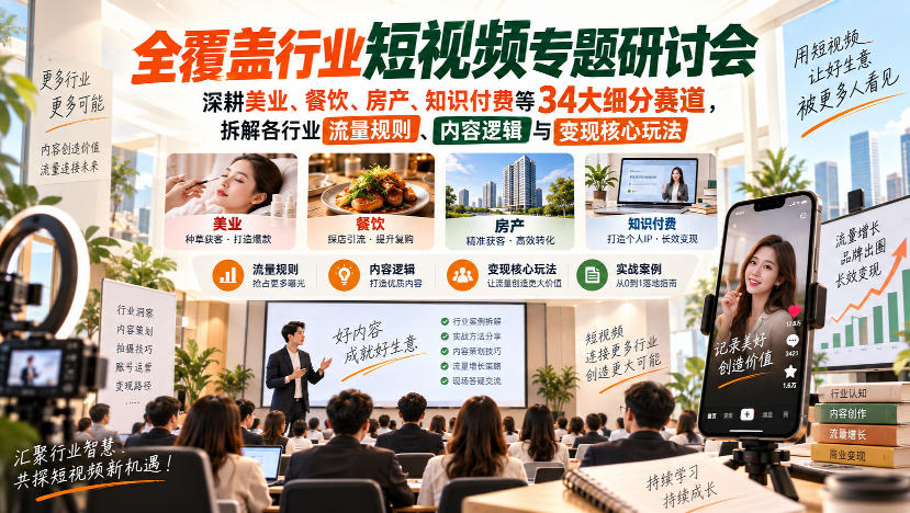 图片[1]_安先生-行业专题研讨会，深耕美业、餐饮、房产、知识付费等34大细分赛道，拆解各行业流量规则、内容逻辑与变现核心玩法
