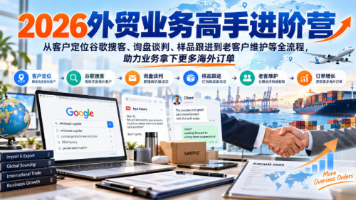 2026外贸业务高手进阶营，从客户定位谷歌搜客、询盘谈判、样品跟进到老客户维护等全流程，助力业务拿下更多海外订单_拾壹资源网