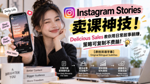 Instagram Stories卖课神技！Delicious Sales教你用日常故事躺賺，策略可复制不费脑！【原创双语字幕】_拾壹资源网