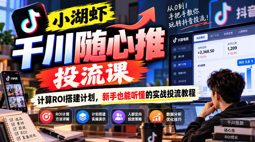 图片[1]_小湖虾千川随心推投流课，计算ROI搭建计划，新手也能听懂的实战投流教程