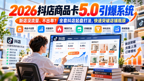 2026抖店商品卡5.0引爆店铺流量，新店没流量、不出单？全套抖店起盘打法，快速突破店铺瓶颈_拾壹资源网