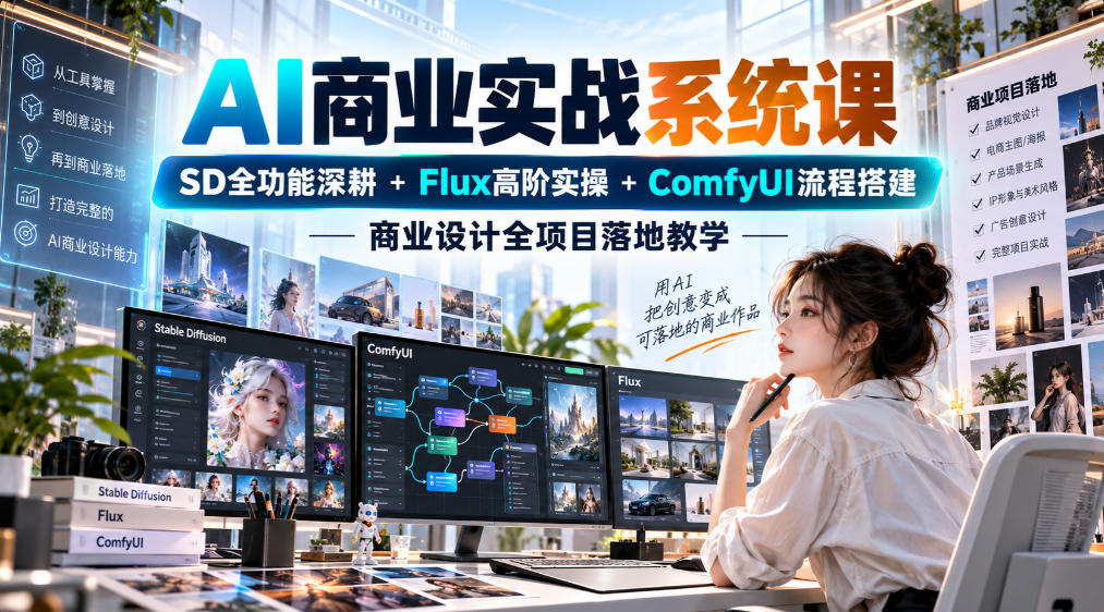 图片[1]_AI商业实战系统课｜SD全功能深耕+Flux高阶实操+Comfyui流程搭建，商业设计全项目落地教学