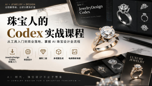 珠宝人的Codex实战课程｜JewelryDesign Codex安装入门、AI珠宝设计、爆款二创、多视图生成、电商精修海报全链路教学_拾壹资源网
