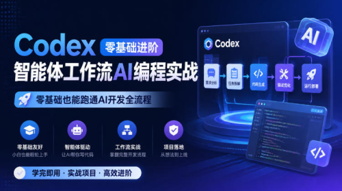 Codex零基础进阶智能体工作流AI编程实战，零基础也能跑通AI开发全流程_拾壹资源网
