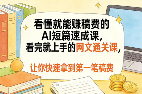 AI短篇+网文通关攻略，看懂就能賺稿费的AI短篇速成课，看完就上手的网文通关课_拾壹资源网