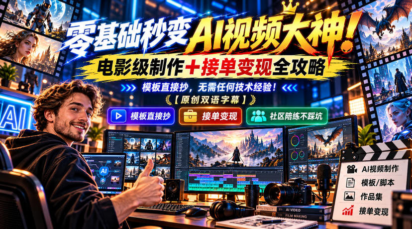 图片[1]_零基础秒变AI视频大神！电影级制作全攻略，模板直接抄，无需任何技术经验！【原创双语字幕】