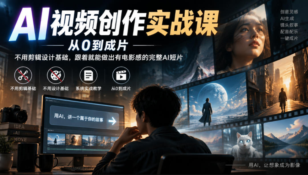 图片[1]_AI视频创作实战课，从0到成片，不用剪辑设计基础，跟着就能做出有电影感的完整AI短片