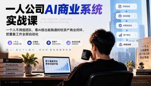 一人公司AI商业系统实战课，一个人不用组团队，靠AI搭出能跑通的轻资产商业闭环，把重复工作全部自动化_拾壹资源网
