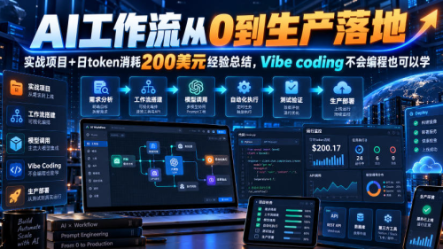 AI工作流从0到生产落地，实战项目+日token消耗200美刀经验总结，Vibe coding不会编程也可以学_拾壹资源网
